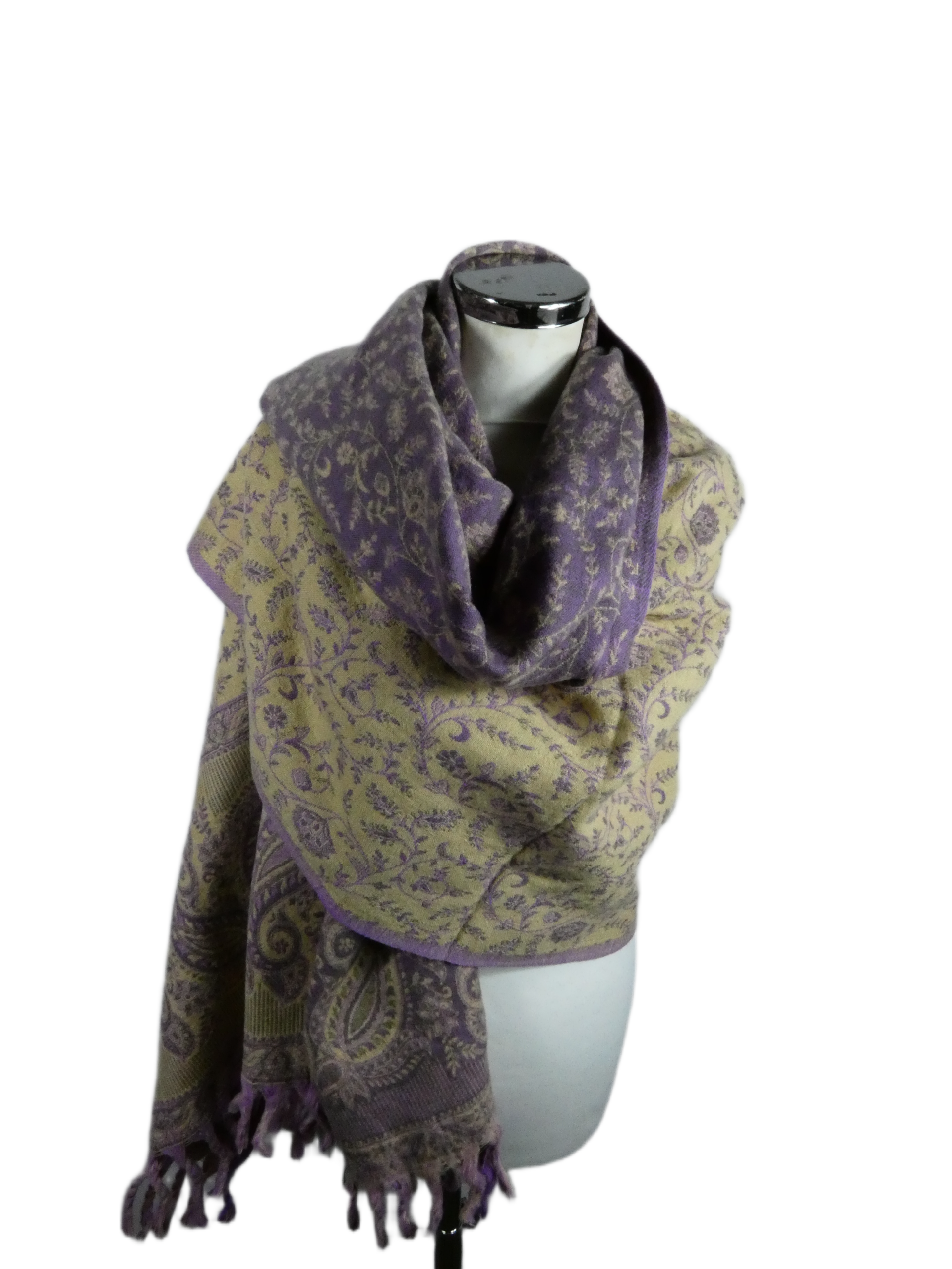 Yakwol Omslagdoek - Paars, Zand - Afbeelding 10