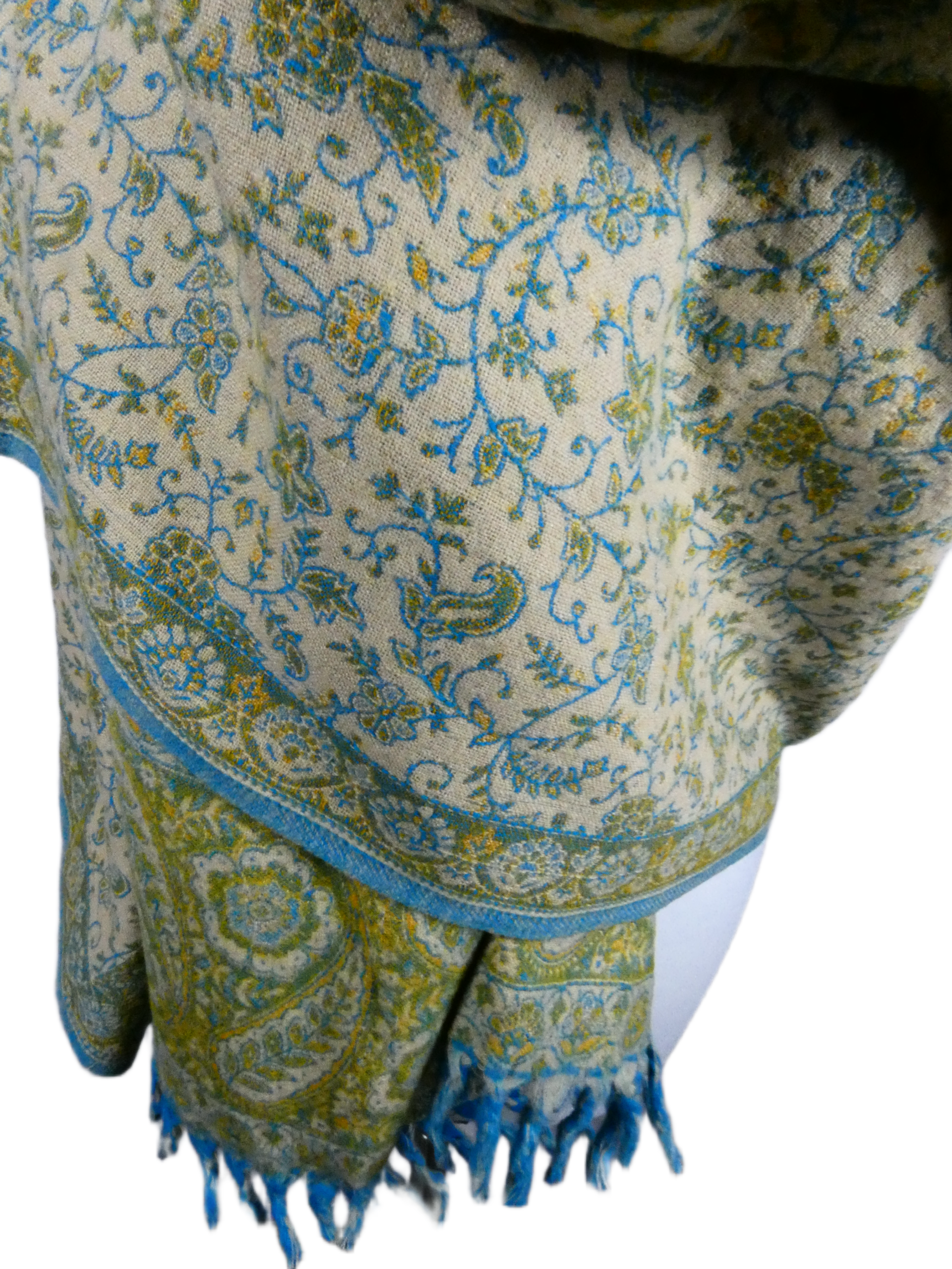 Yakwol Omslagdoek - Mint, Oker, Turquoise, Zand - Afbeelding 3