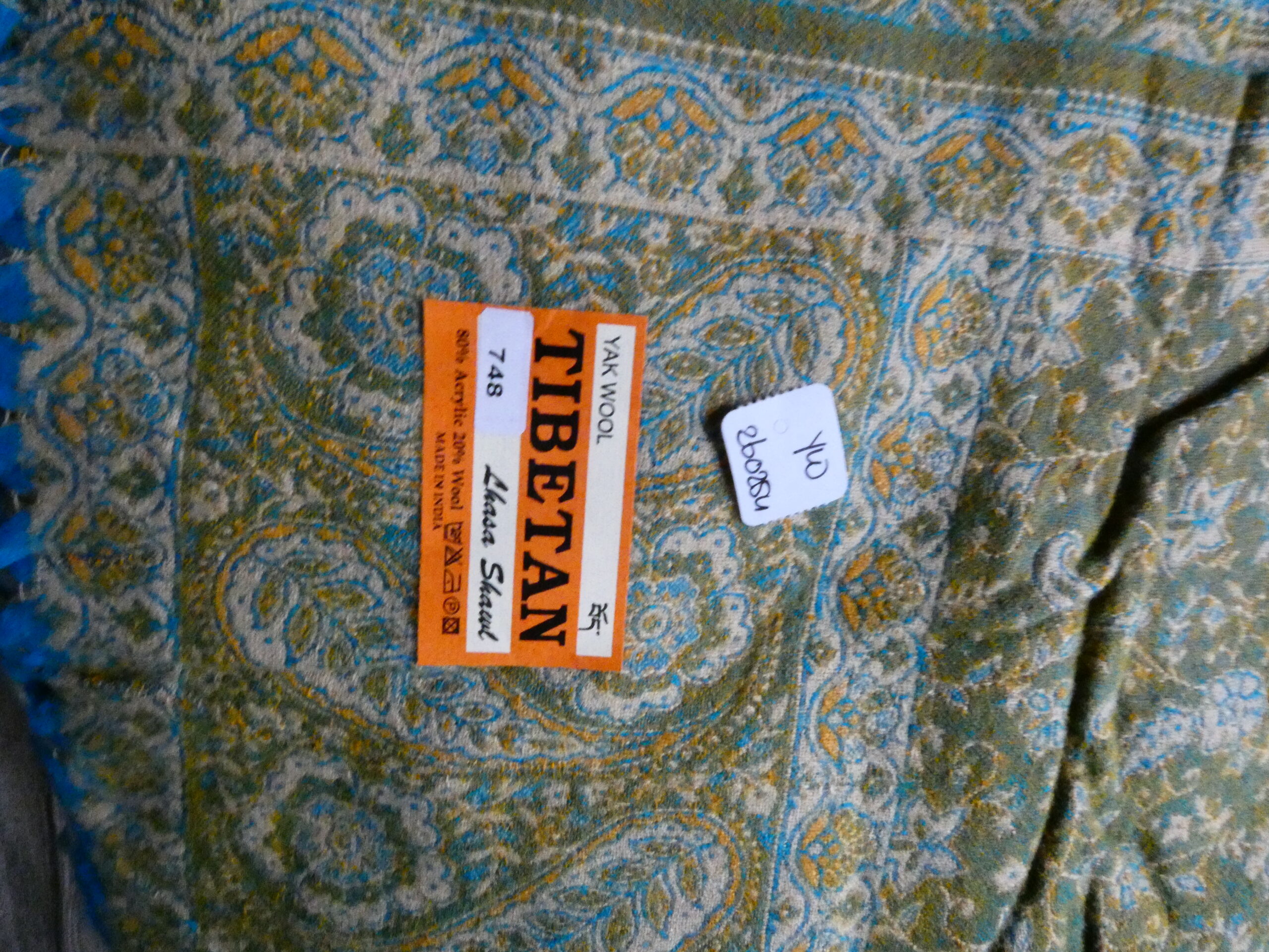 Yakwol Omslagdoek - Mint, Oker, Turquoise, Zand - Afbeelding 4