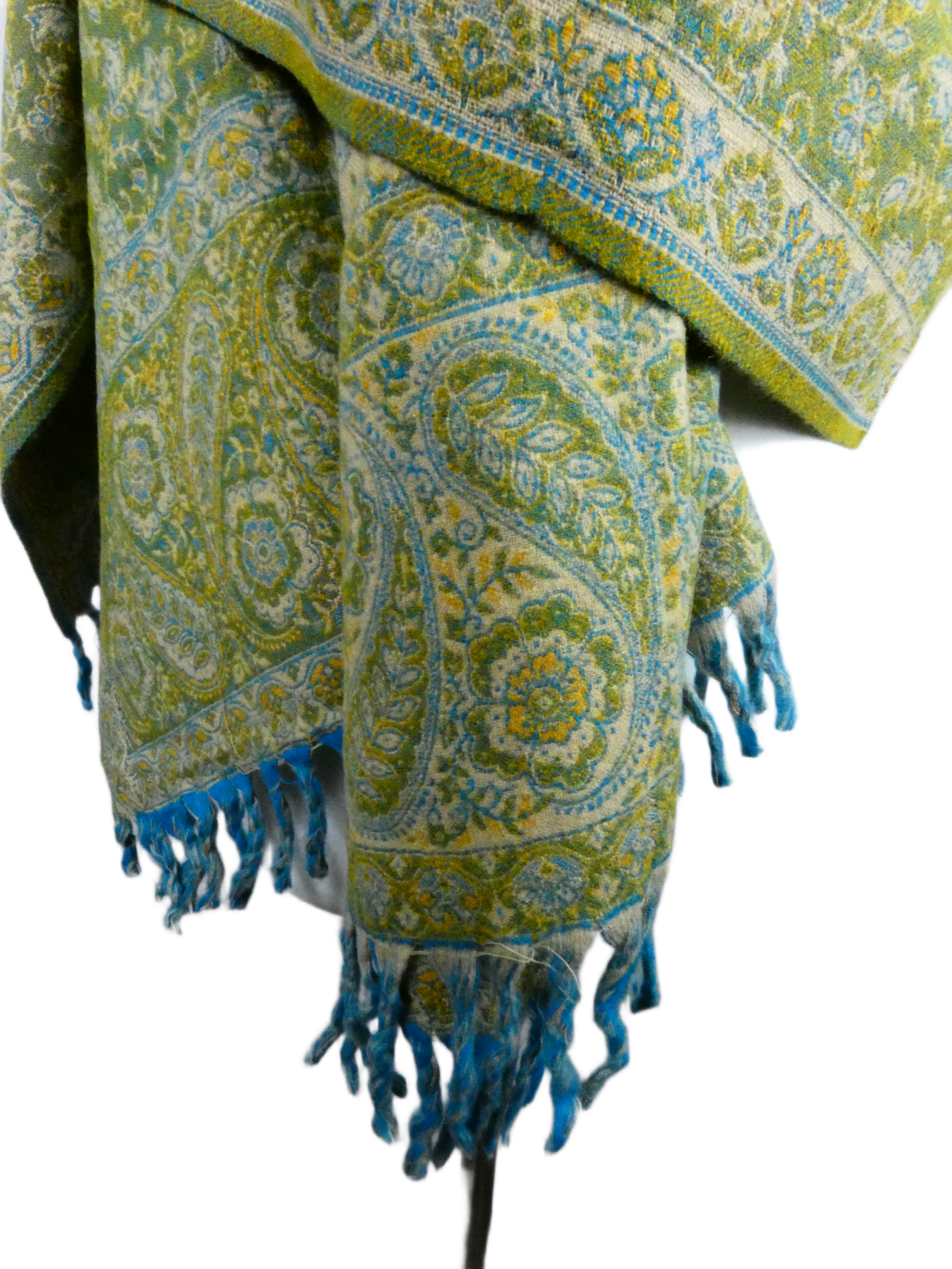 Yakwol Omslagdoek - Mint, Oker, Turquoise, Zand - Afbeelding 6