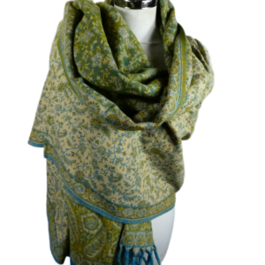 Yakwol Omslagdoek - Mint, Oker, Turquoise, Zand