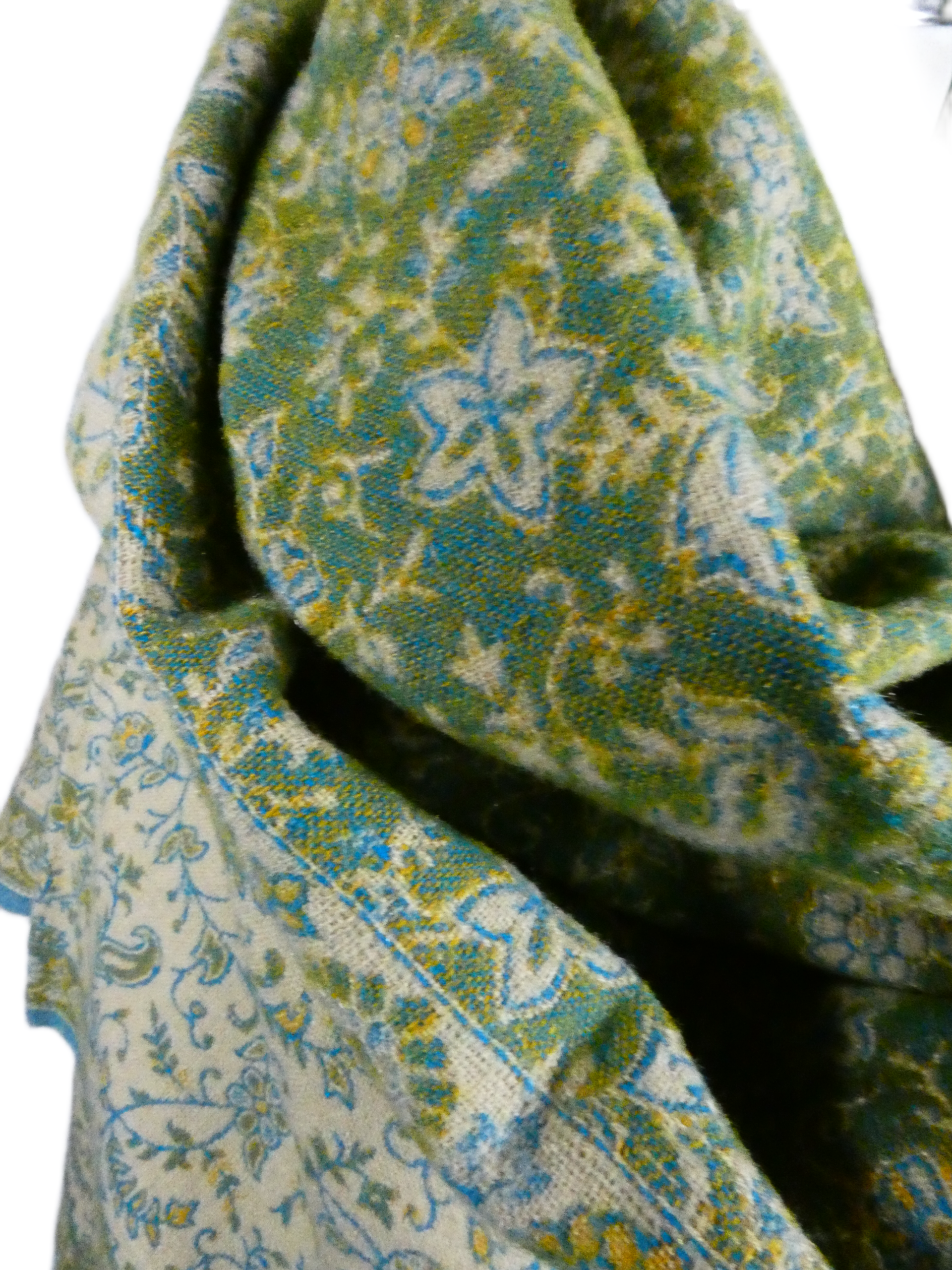 Yakwol Omslagdoek - Mint, Oker, Turquoise, Zand - Afbeelding 11