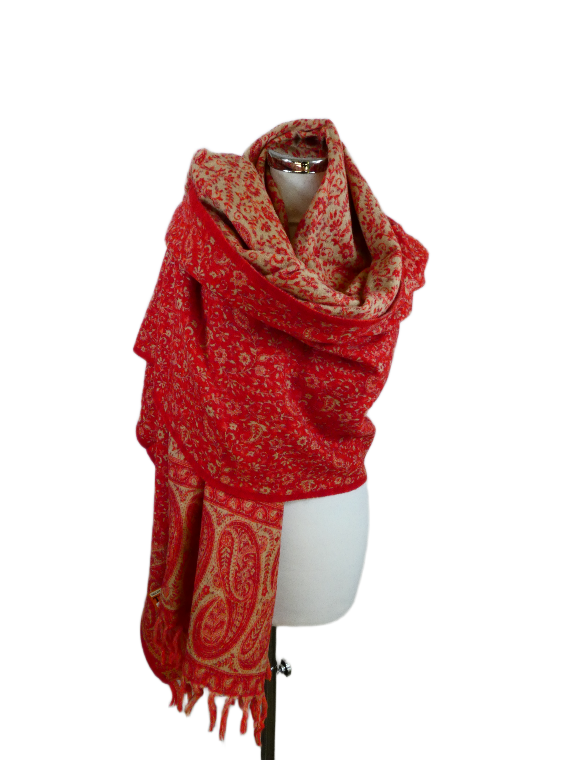 Yakwol Omslagdoek - Rood, Zand - Afbeelding 4