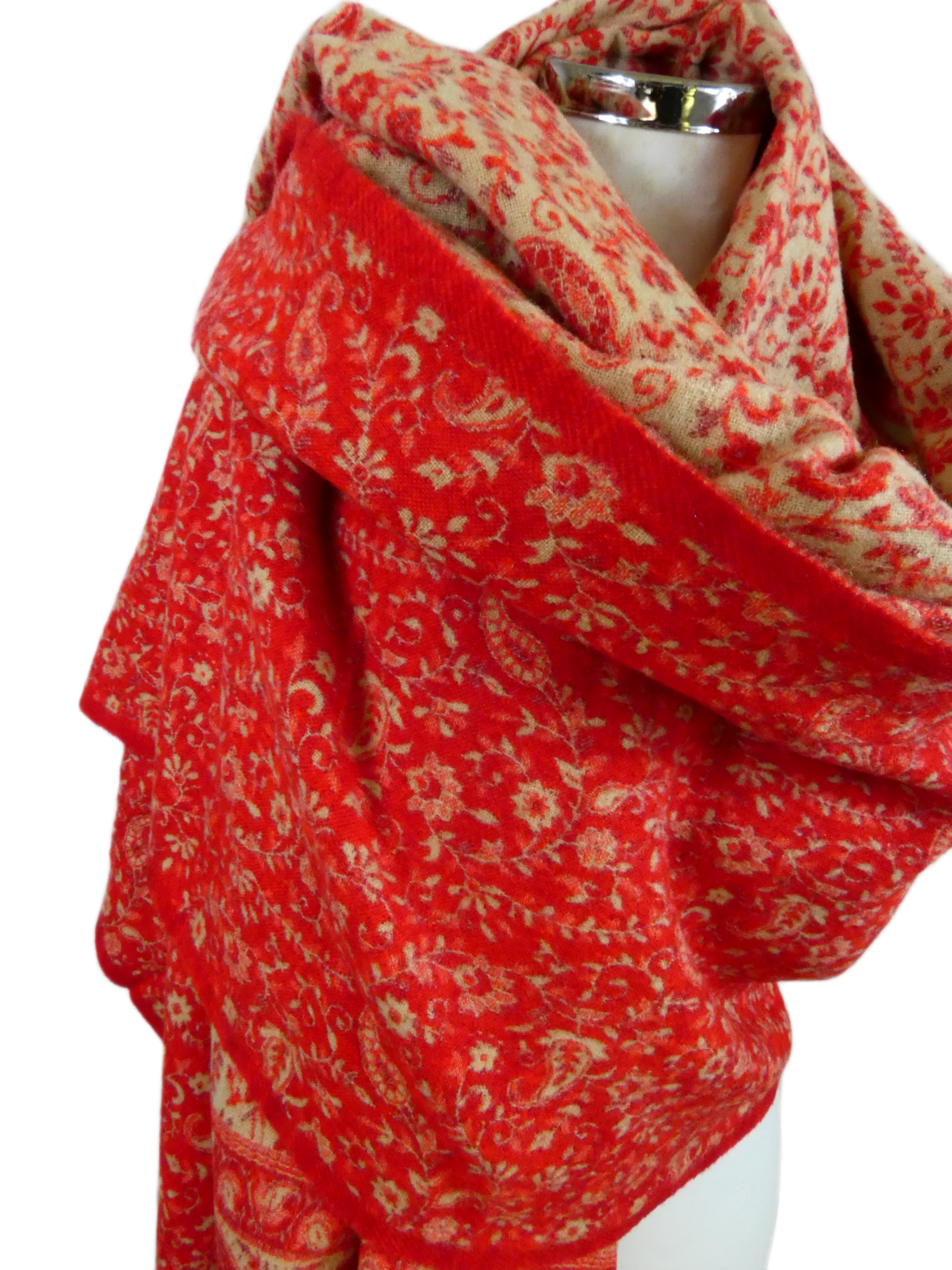 Yakwol Omslagdoek - Rood, Zand - Afbeelding 5