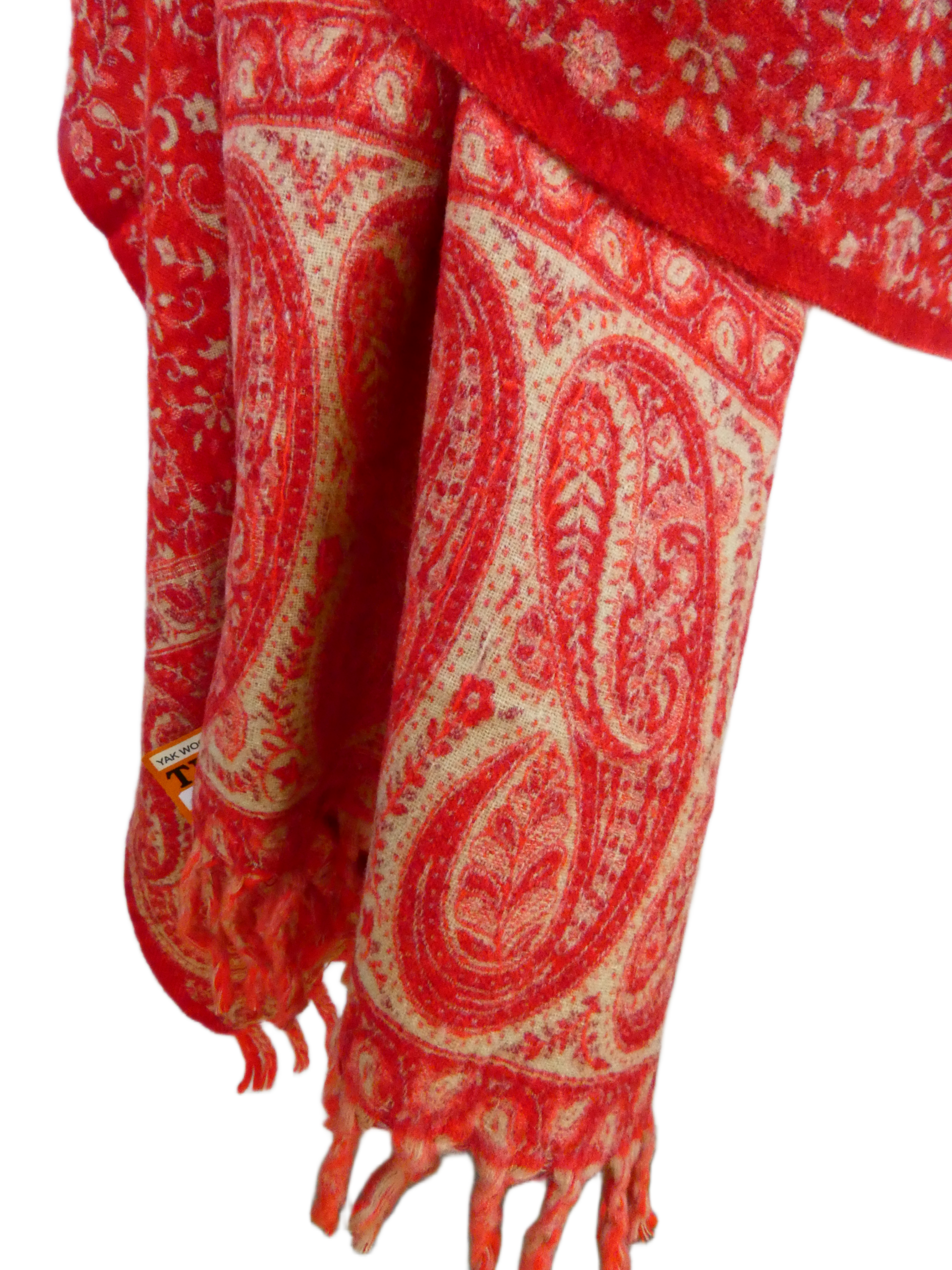 Yakwol Omslagdoek - Rood, Zand - Afbeelding 6