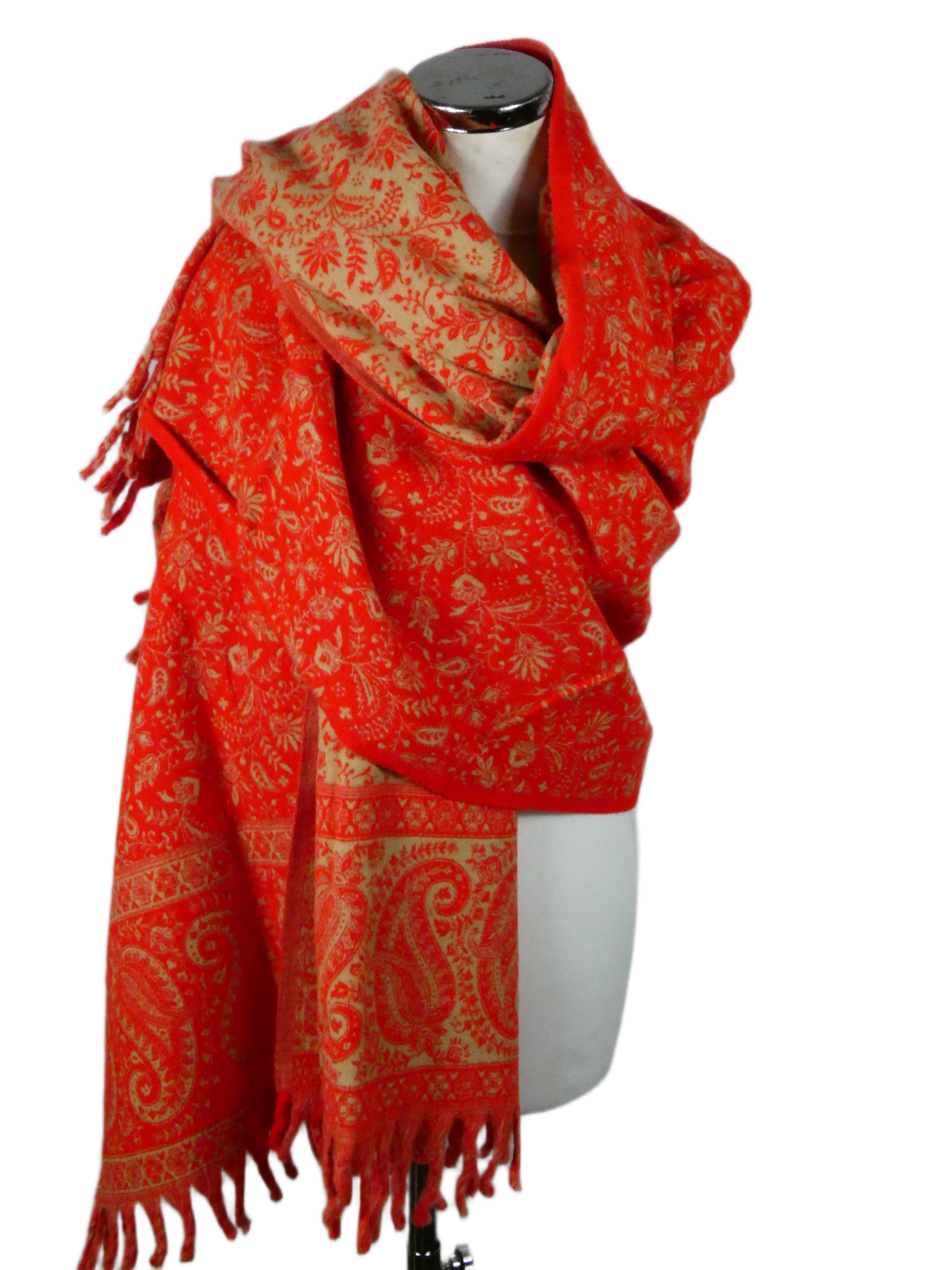 Yakwol Omslagdoek - Rood, Zand - Afbeelding 9