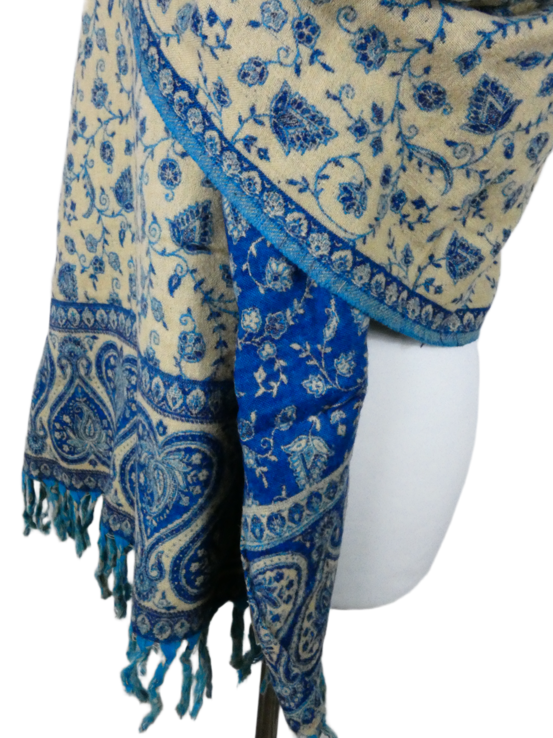 Yakwol Omslagdoek -Blauw, Zand - Afbeelding 6