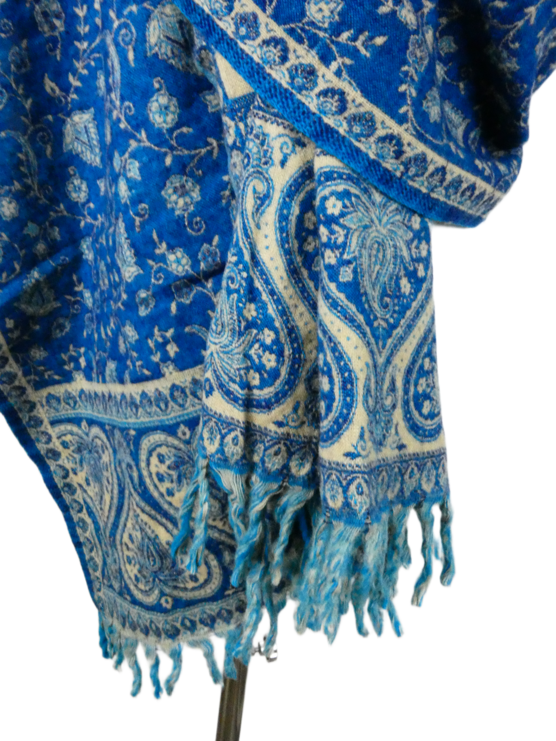 Yakwol Omslagdoek -Blauw, Zand - Afbeelding 9