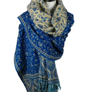 Yakwol Omslagdoek -Blauw, Zand