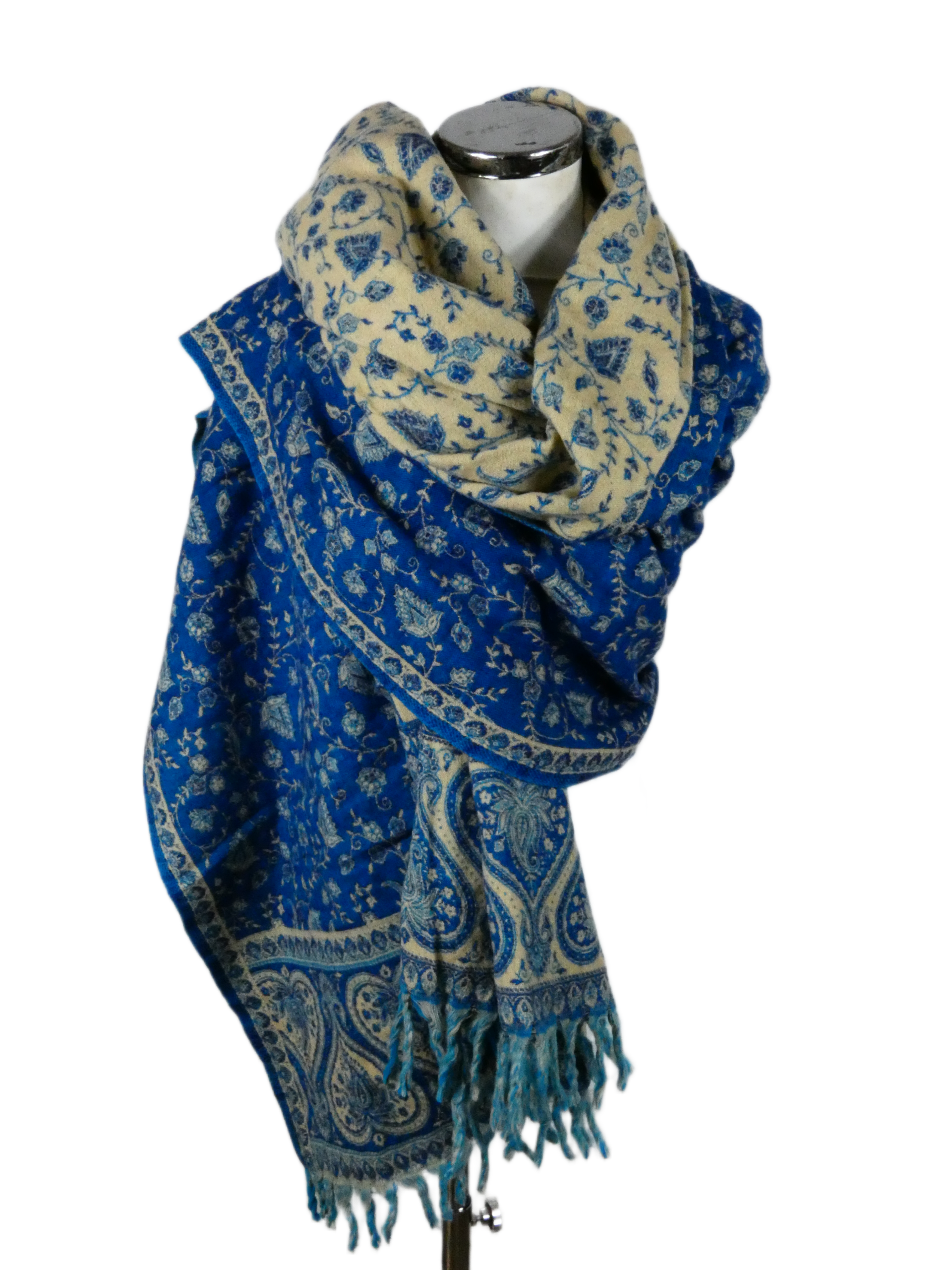 Yakwol Omslagdoek -Blauw, Zand