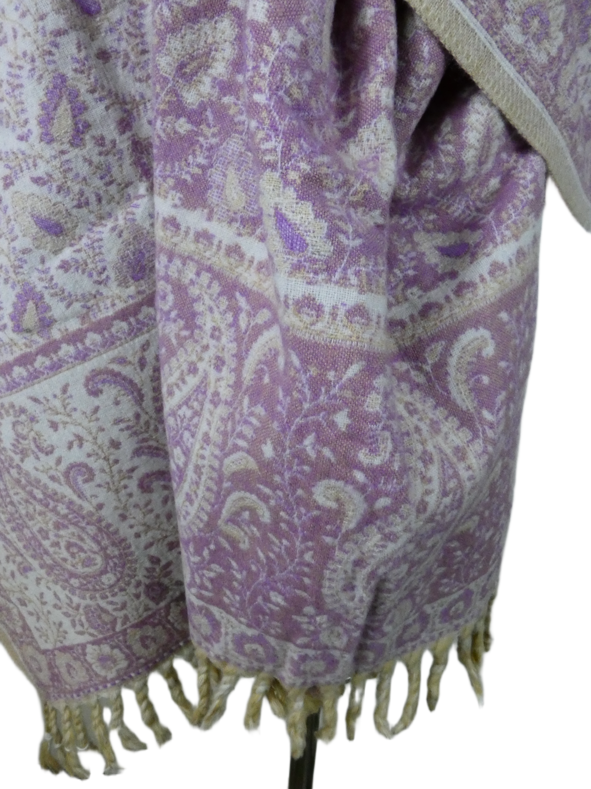 Yakwol Omslagdoek - Paars, Wit, Zand - Afbeelding 4