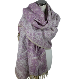 Yakwol Omslagdoek - Paars, Wit, Zand