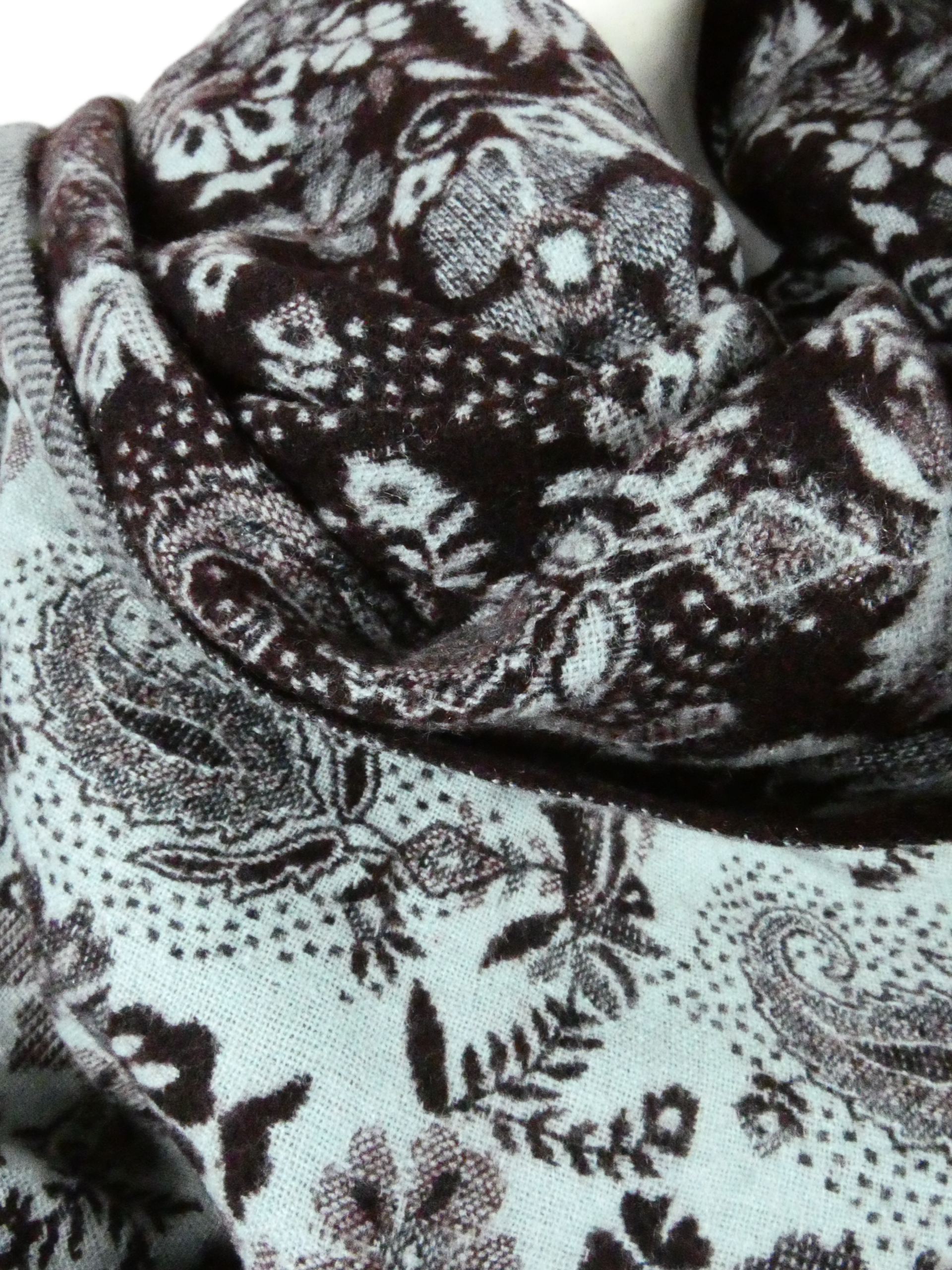 Yakwol Omslagdoek -Aubergine, Blauw, Grijs - Afbeelding 3