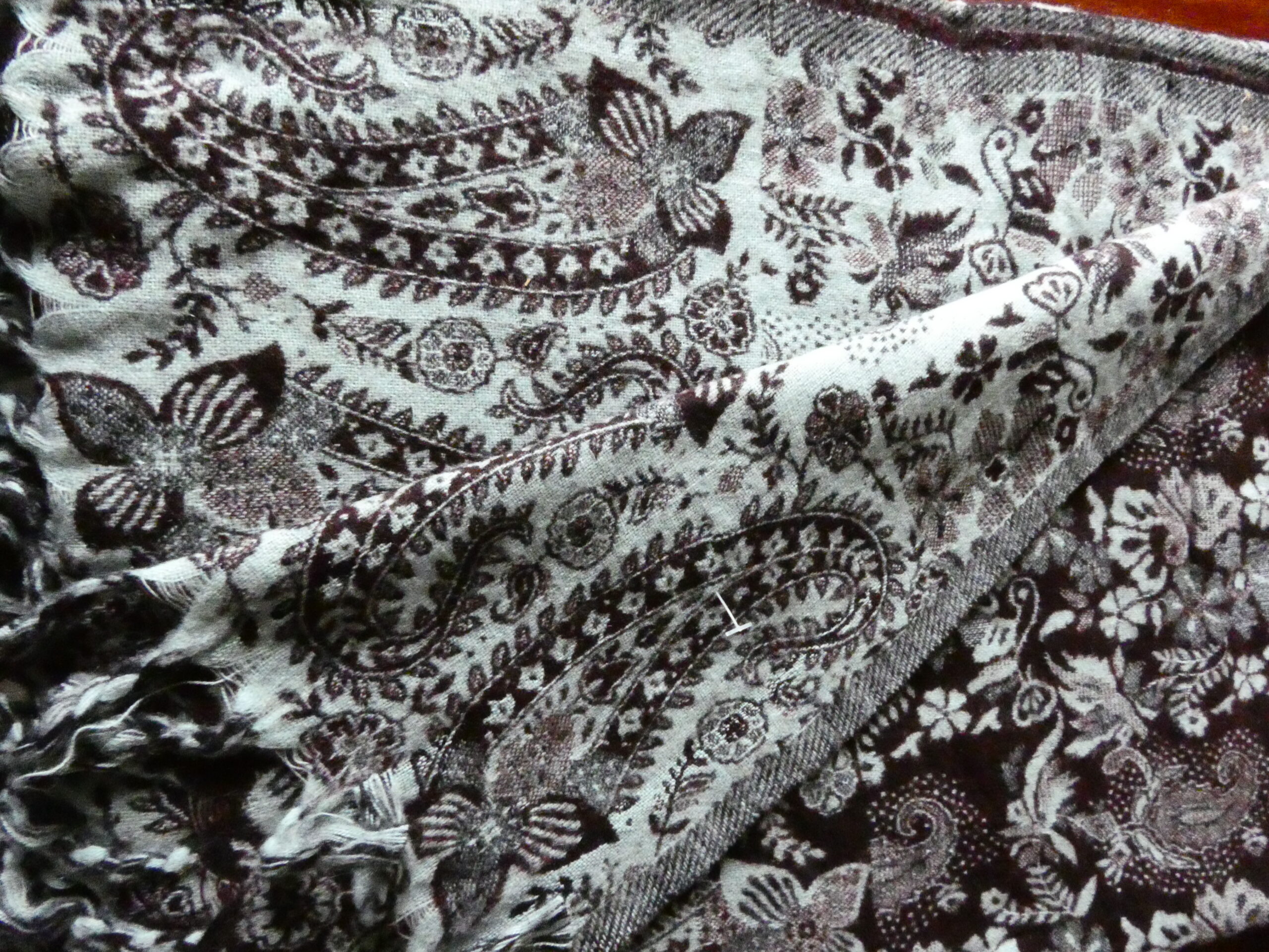 Yakwol Omslagdoek -Aubergine, Blauw, Grijs - Afbeelding 12