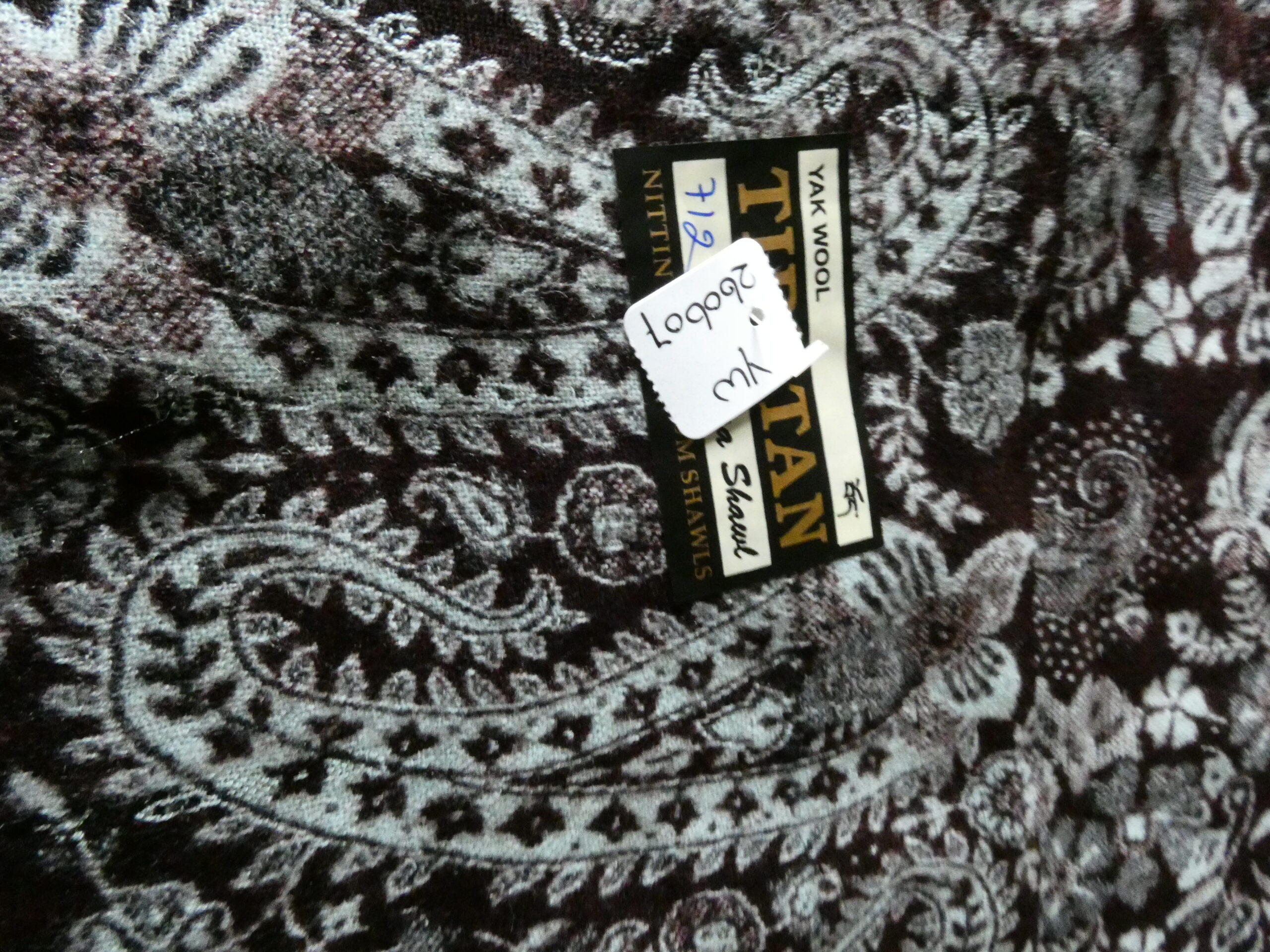 Yakwol Omslagdoek -Aubergine, Blauw, Grijs - Afbeelding 13