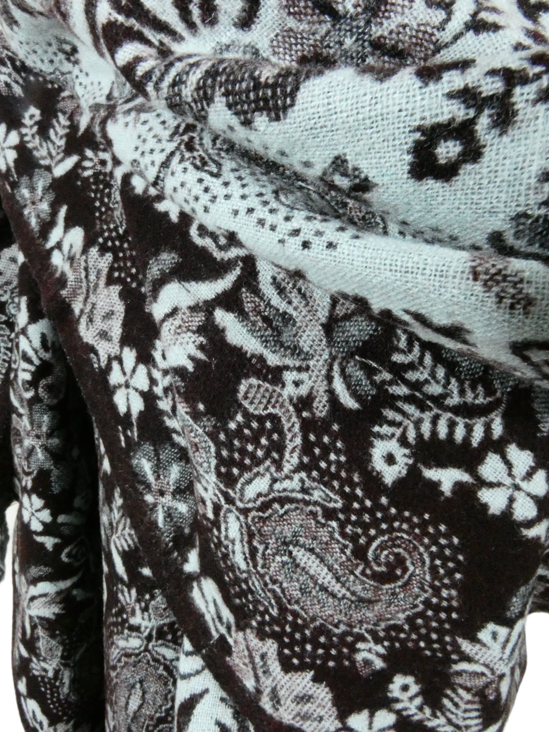 Yakwol Omslagdoek -Aubergine, Blauw, Grijs - Afbeelding 7