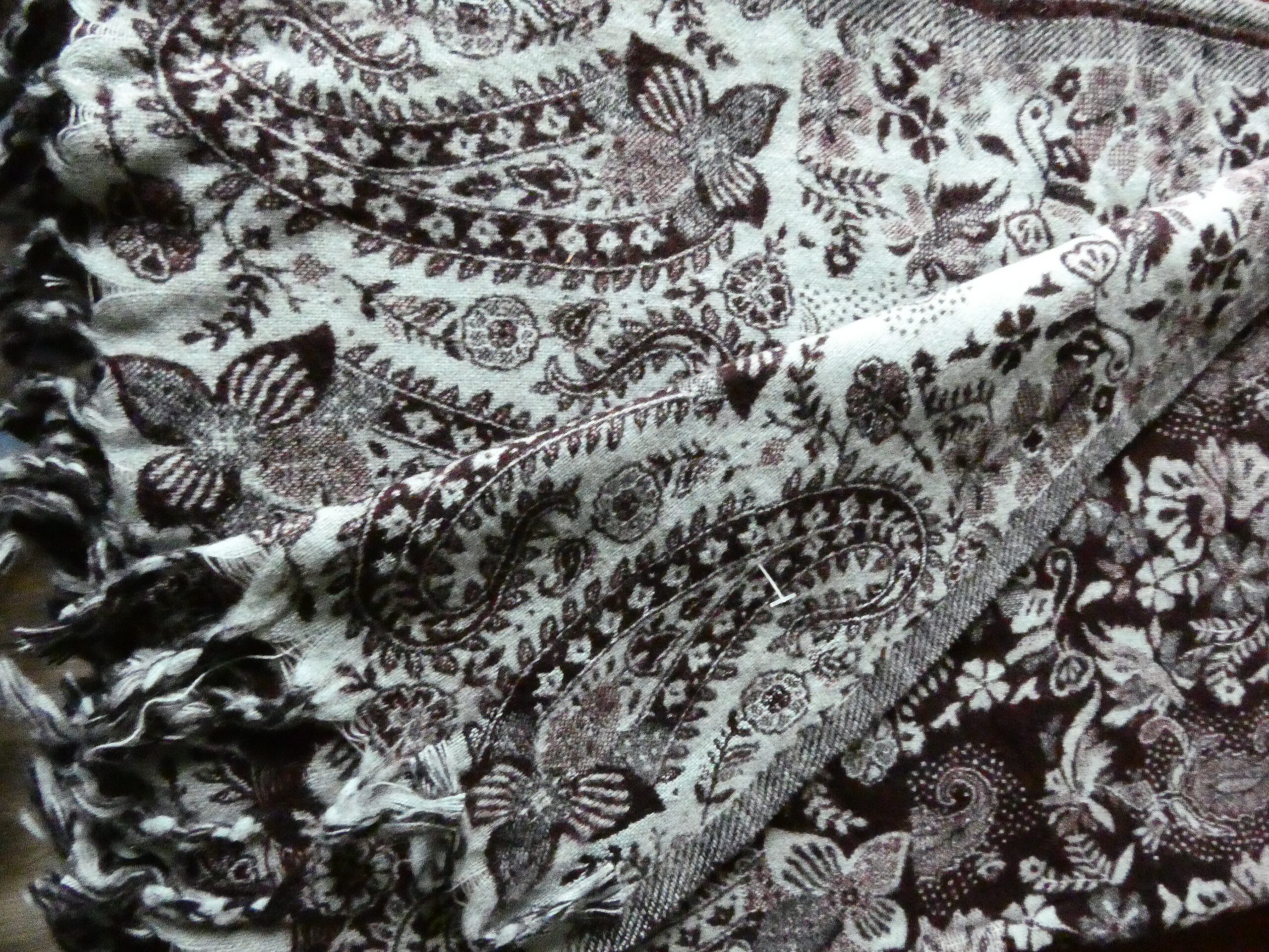 Yakwol Omslagdoek -Aubergine, Blauw, Grijs - Afbeelding 11