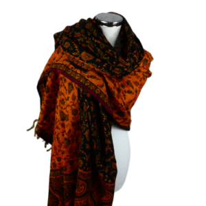 Yakwol Omslagdoek -Oker, Oranje, Zwart
