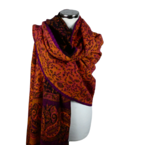 Yakwol Omslagdoek -Paars, Oker, Roze, Zwart