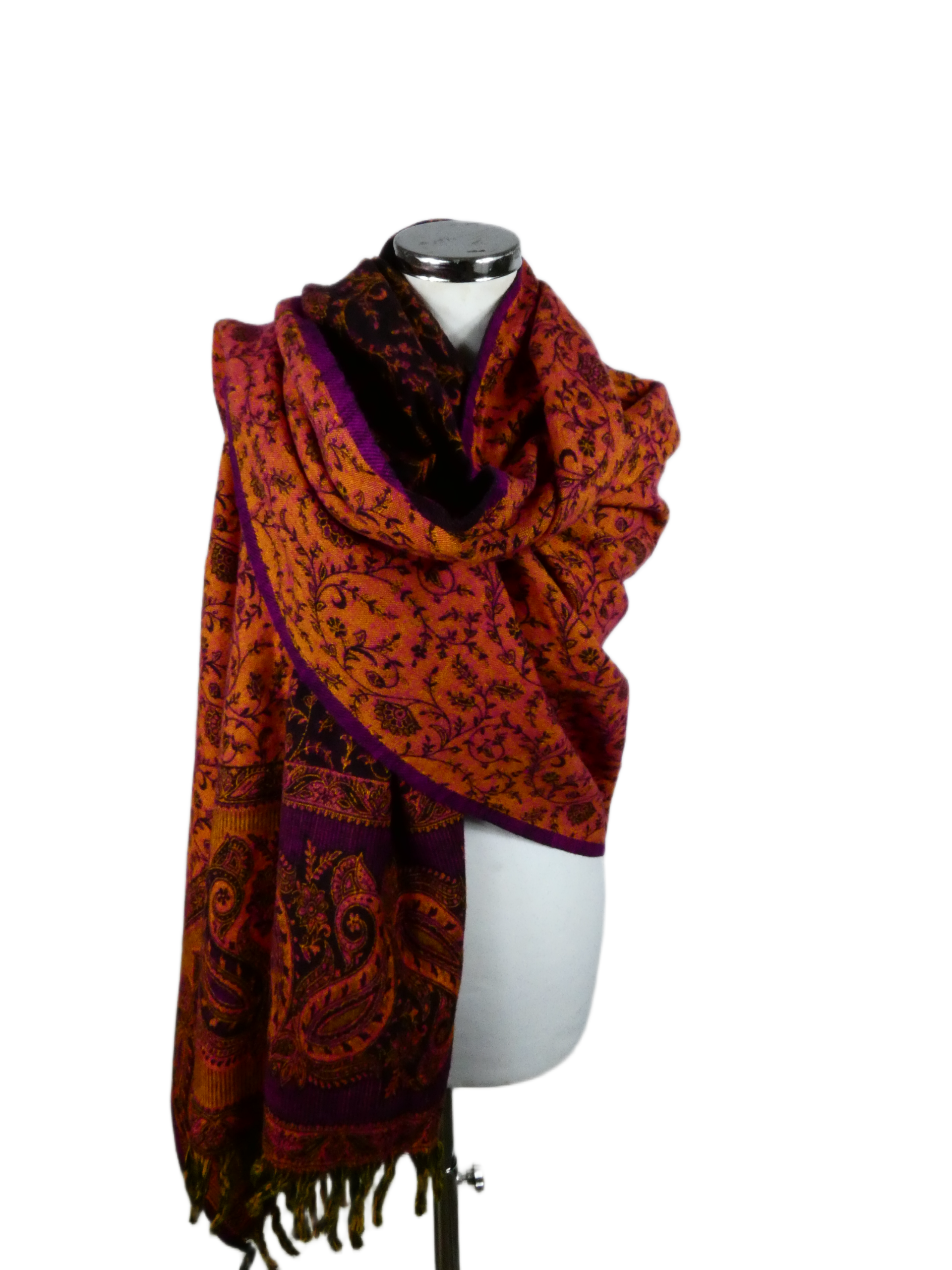 Yakwol Omslagdoek -Paars, Oker, Roze, Zwart