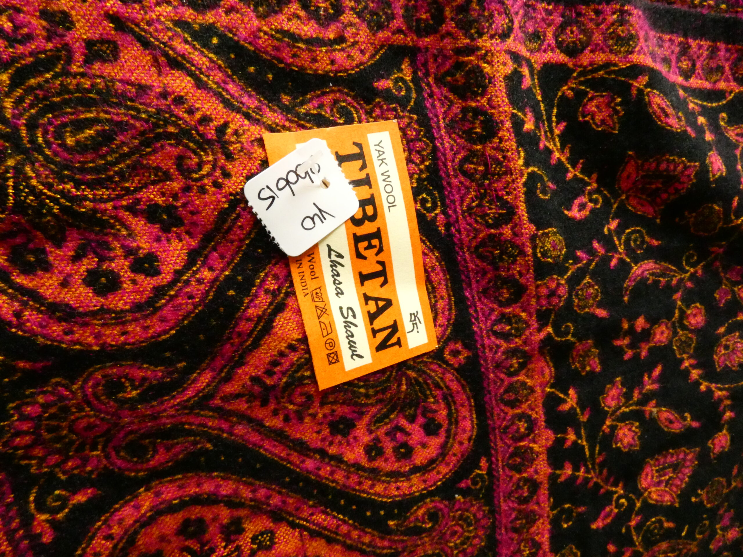 Yakwol Omslagdoek -Oker, Oranje, Roze, Zwart - Afbeelding 3