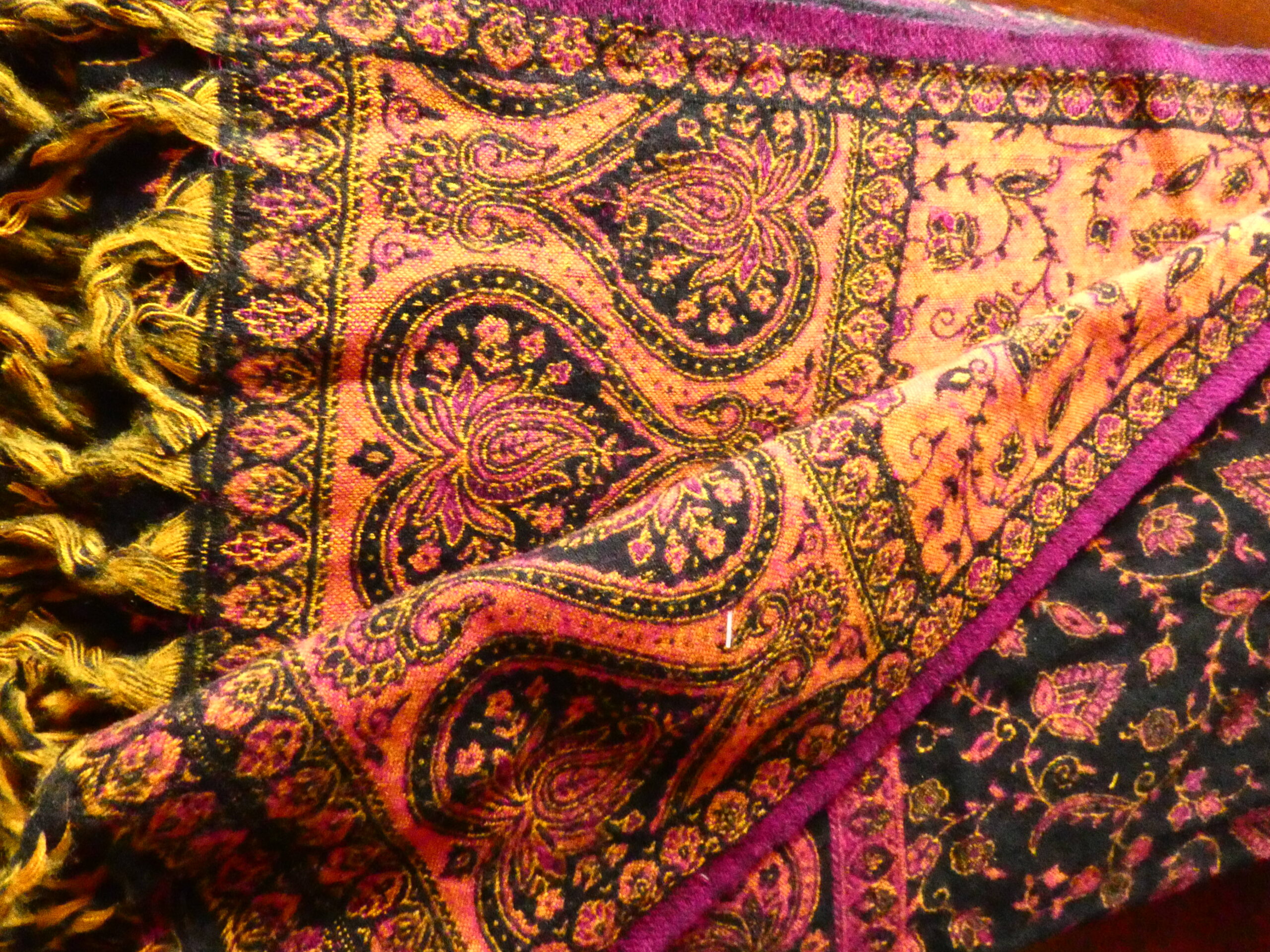 Yakwol Omslagdoek -Oker, Oranje, Roze, Zwart - Afbeelding 13