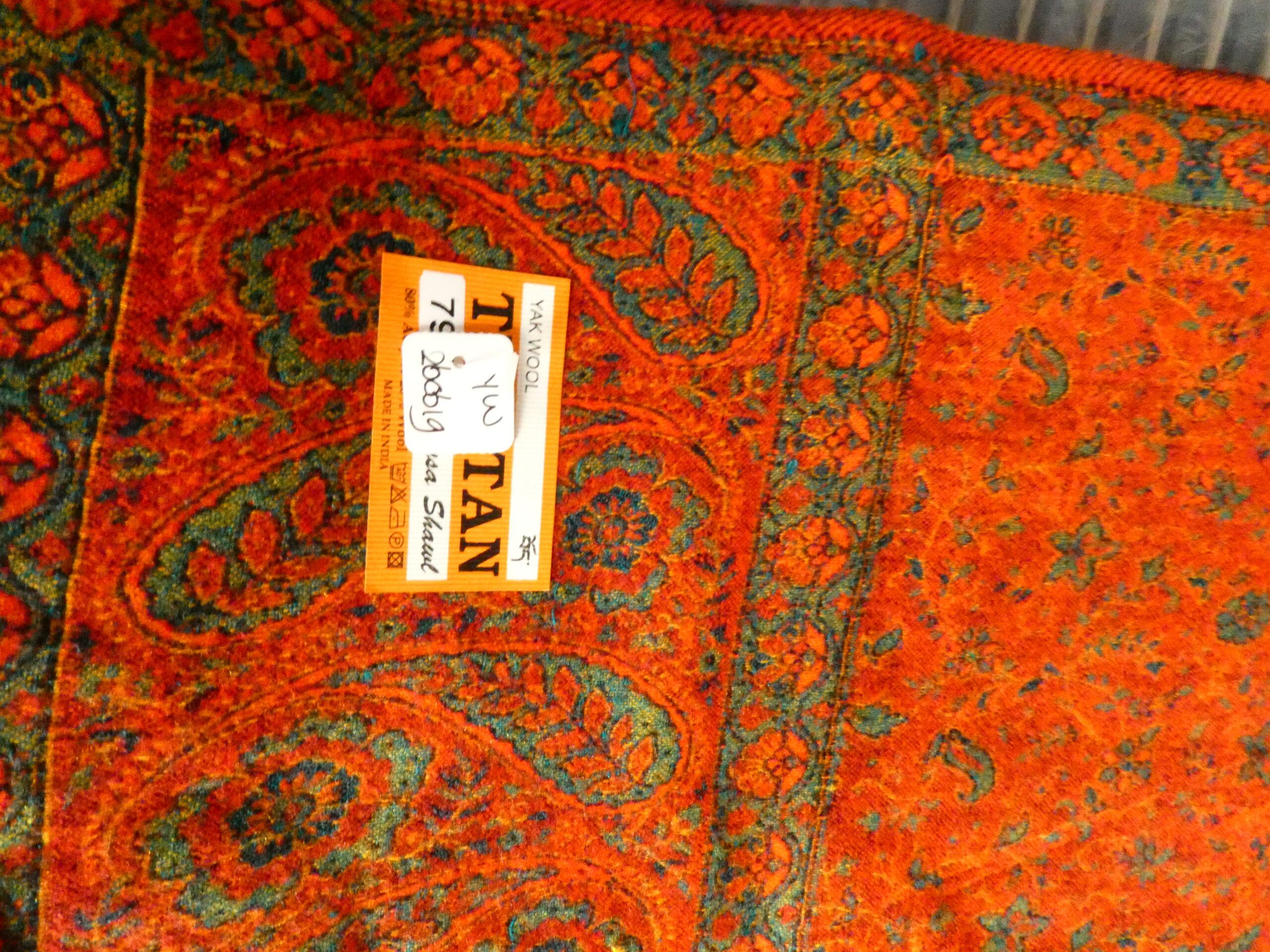 Yakwol Omslagdoek -Groen, Oker, Oranje - Afbeelding 3