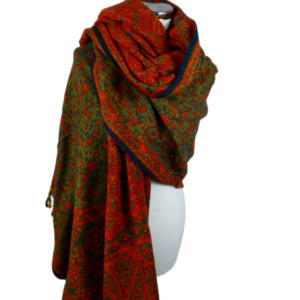 Yakwol Omslagdoek -Groen, Oker, Oranje