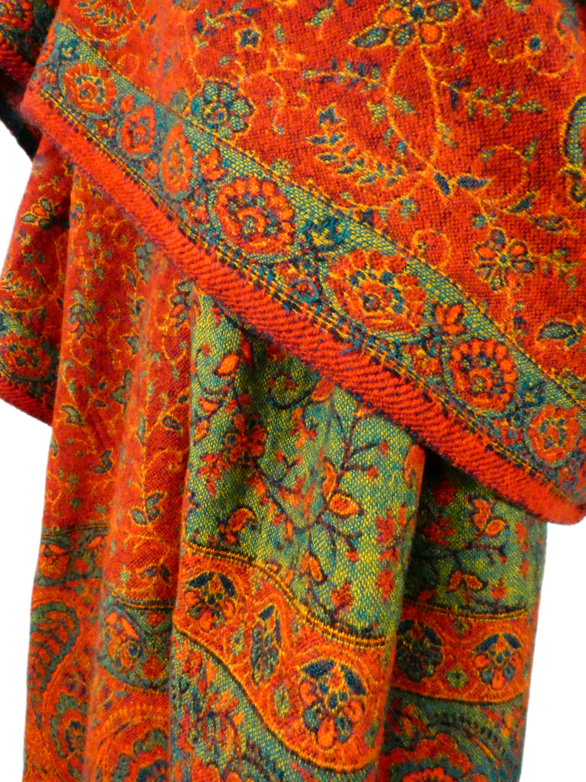 Yakwol Omslagdoek -Groen, Oker, Oranje - Afbeelding 9